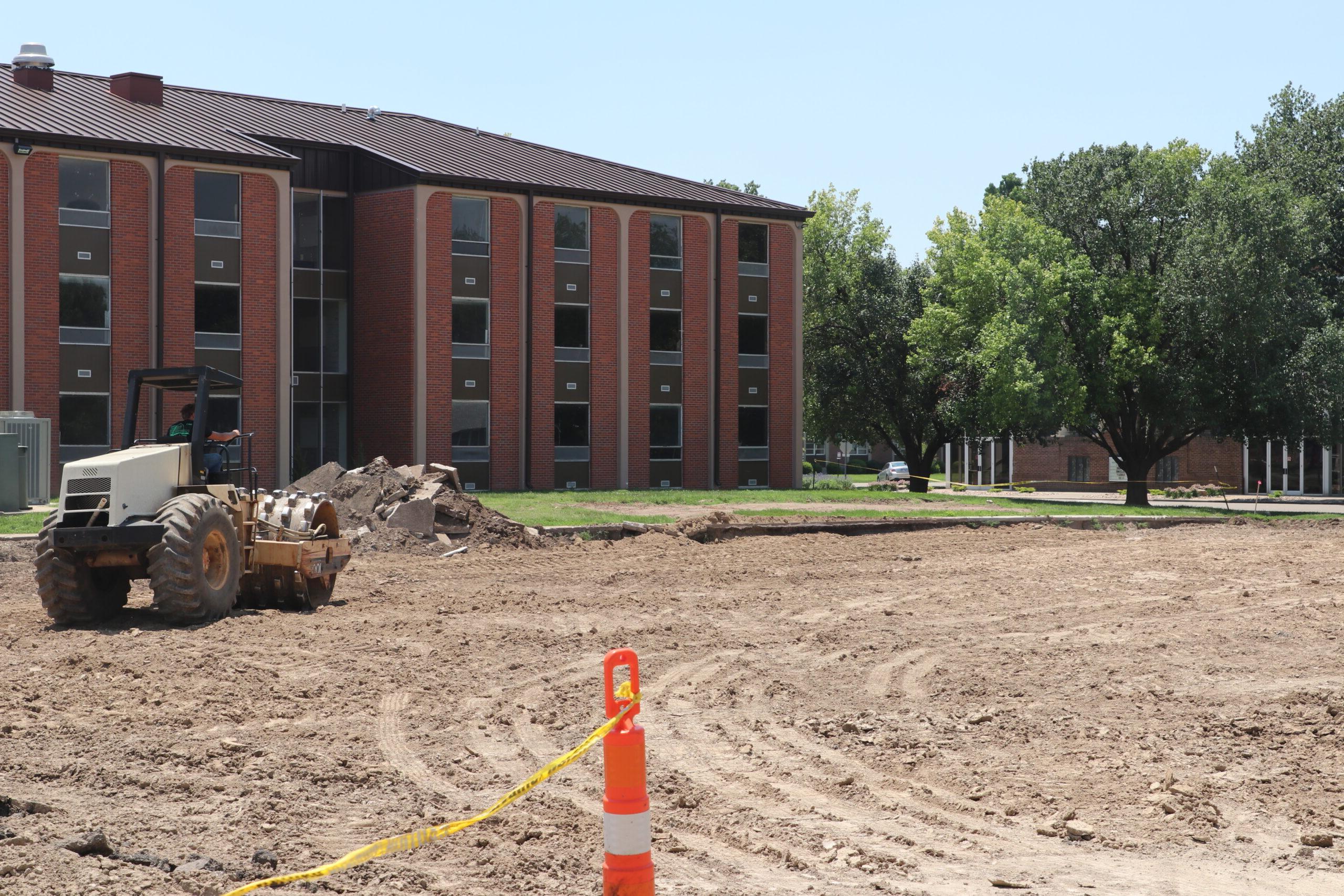 Work on ground for new parking lot